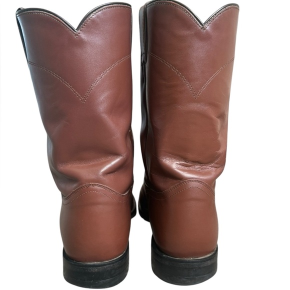 Justin Boots Classic Roper Men Size 11 D 3404 Brown Leather Western Cowboy Pull - Picture 4 of 17